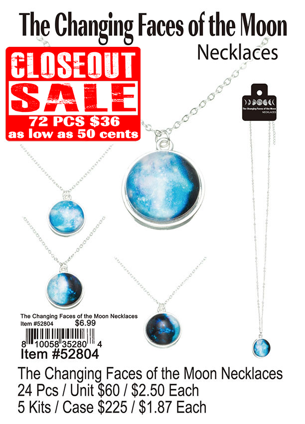 The Changing Faces Of The Moon Necklaces - Closeout 72 Pcs.